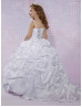 Beaded Organza Pick Ups Skirt Flower Girl Dress With Cape